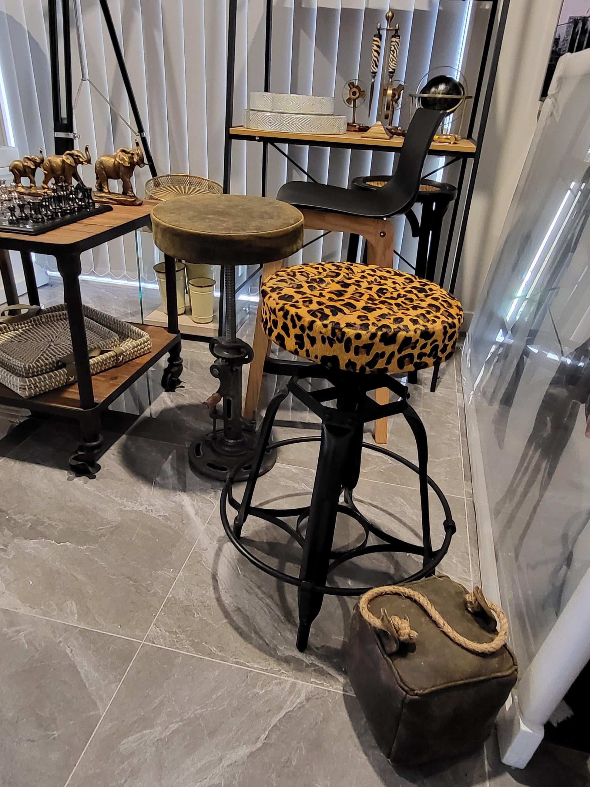 Barstool - Leopard Print Adjustable Height