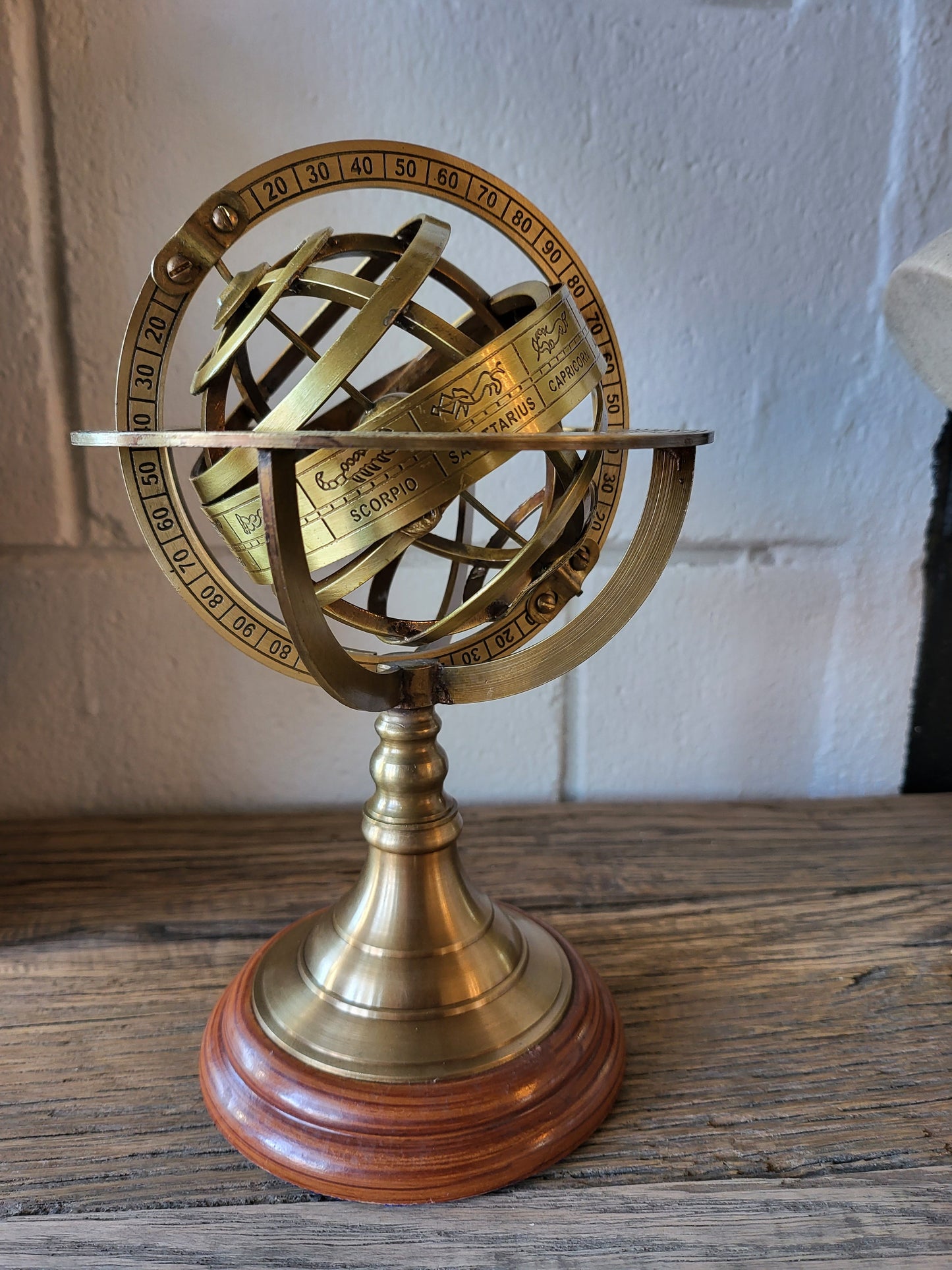 Brass Armillary Globe with Engravings