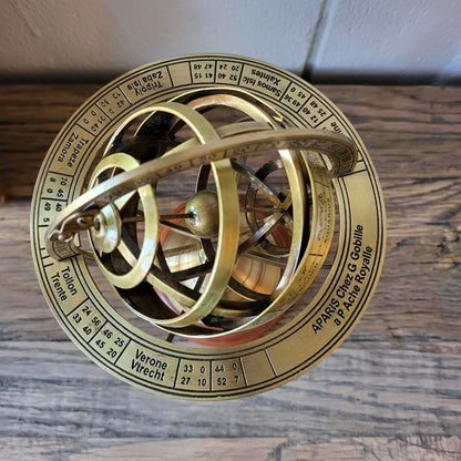 Brass Armillary Globe with Engravings