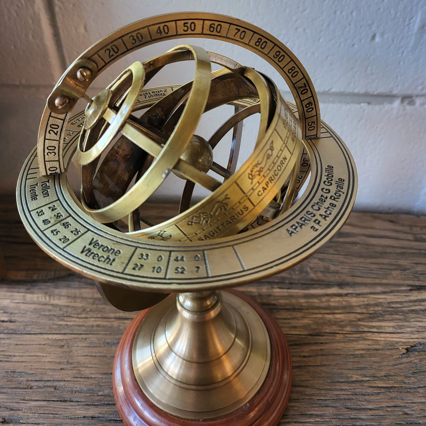 Brass Armillary Globe with Engravings