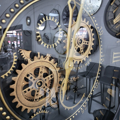 Antique Gold Wall Clock with Gears