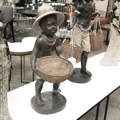 African Boy Holding a Basket Bowl in his hand.