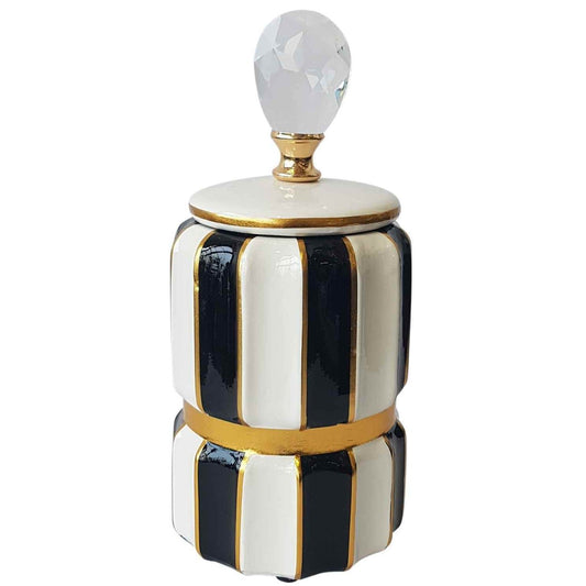 Luxe Bold Striped Vase with Lid