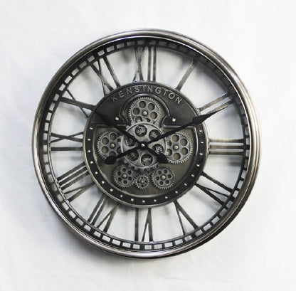 Antique Silver Wall Clock with Gears