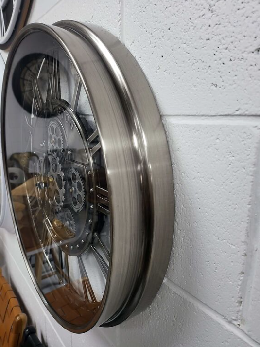 Antique Silver Wall Clock with Gears