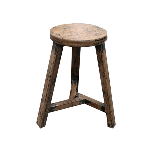 Antique Elm Round Stool