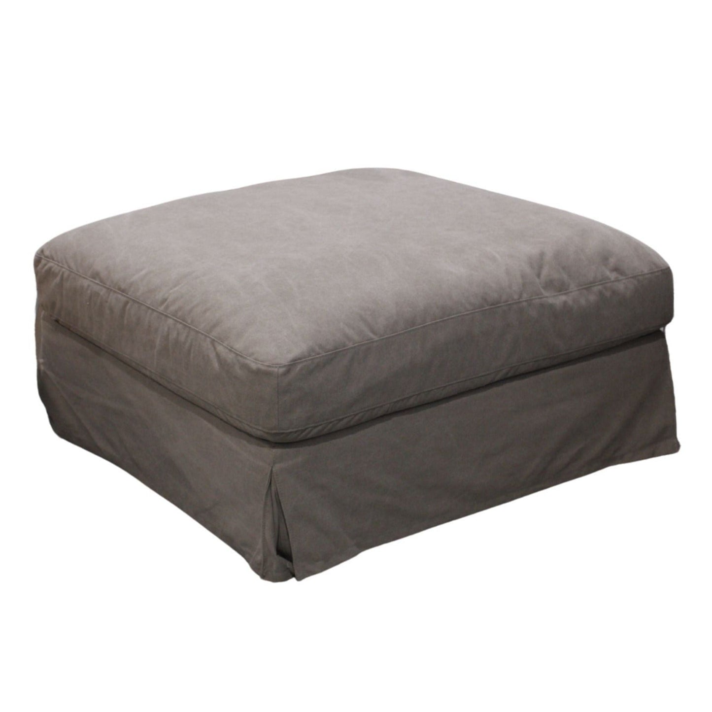 Luxe Slip Cover Ottoman - Gray