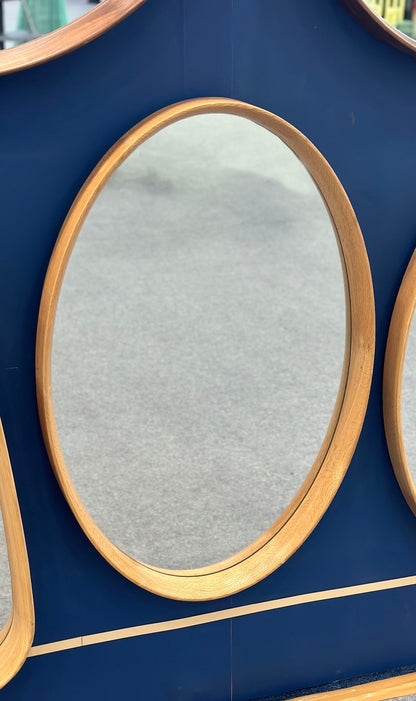 Natural Oak Round Framed Mirror