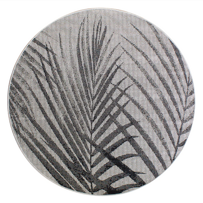 Koh Indoor/Outdoor Frond Cream/Black Round Rug