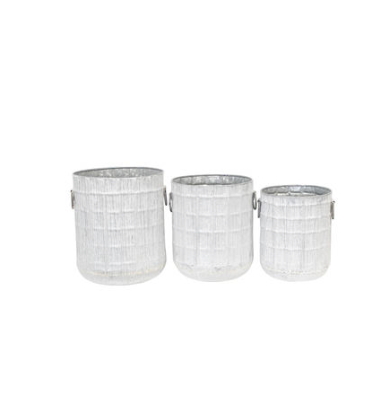 Archer Rustic Galvanised Tall Planters - Set of 3