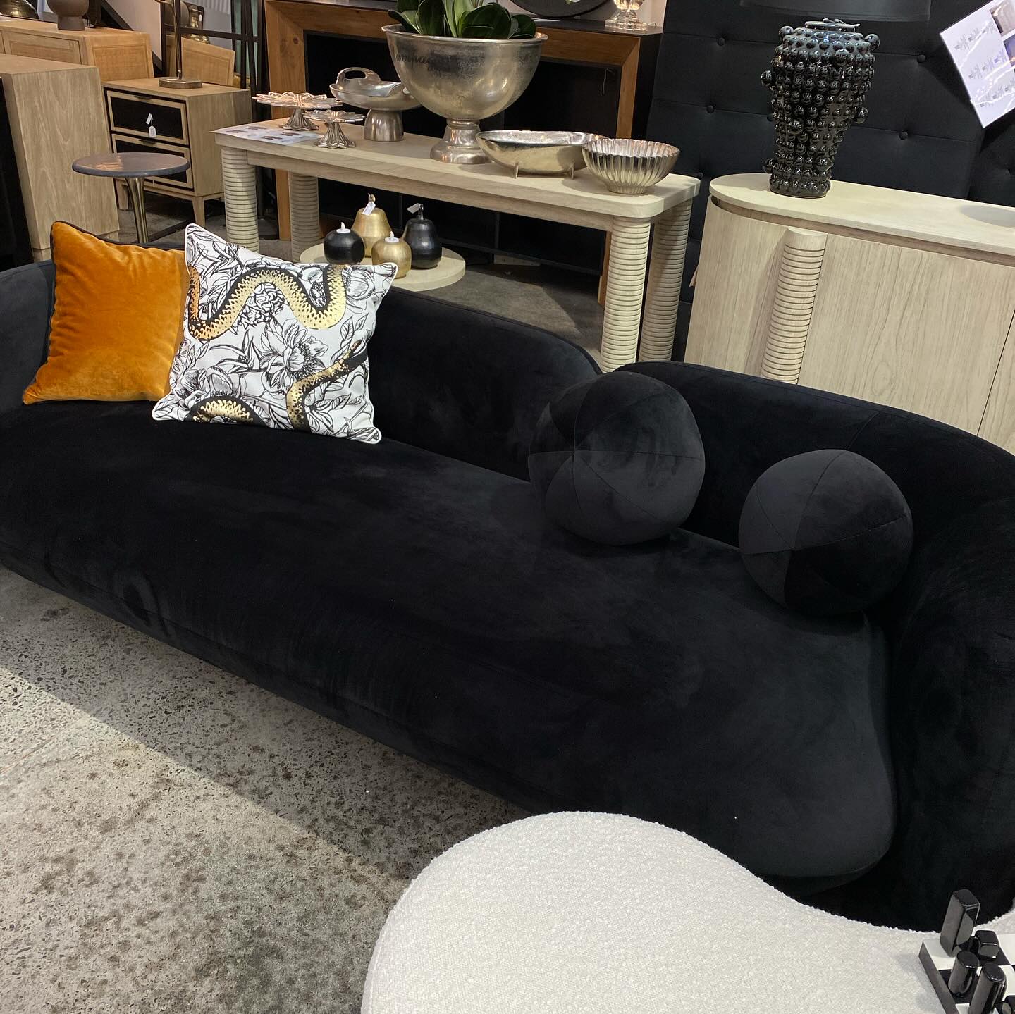 Bonita 3-Seater Sofa - Black Velvet