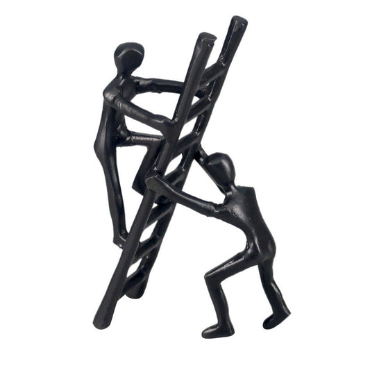 Aluminium Ladder Men Sculpture - Black