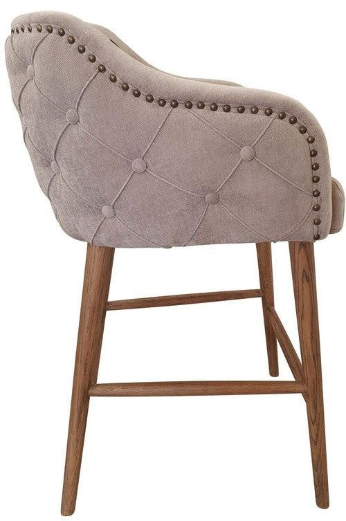 Charleston Buttoned Back Barstool - Oak Legs