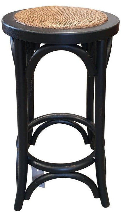 Rattan Seated Barstool - Antique Black