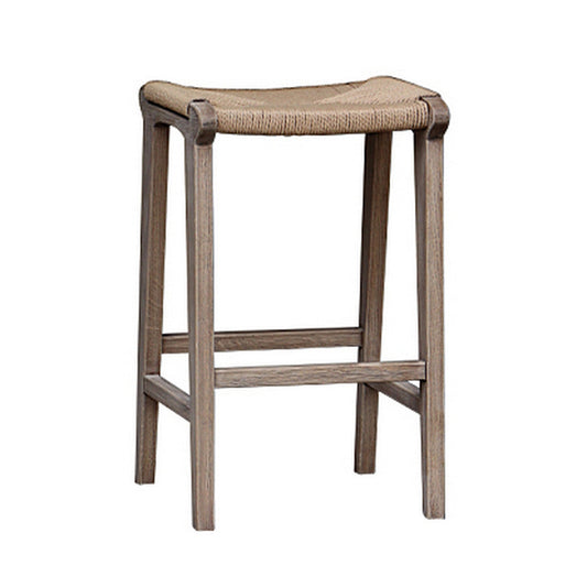 Reclaimed Oak & Rattan Counter Stool