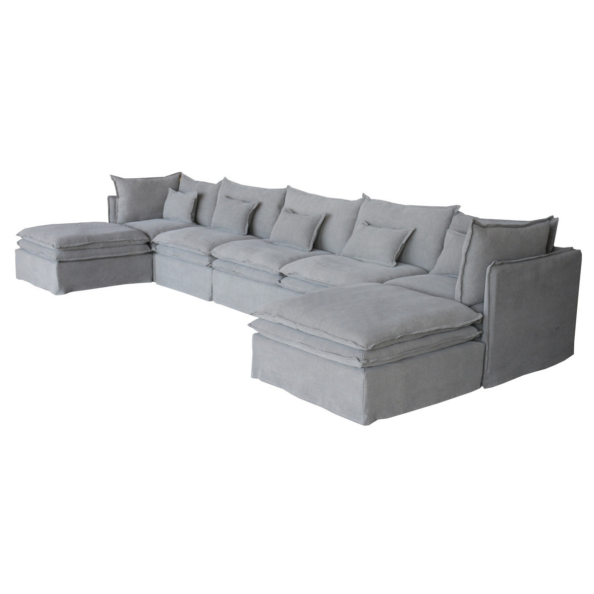 Malta Double Cushion Sectional Ottoman - Grey