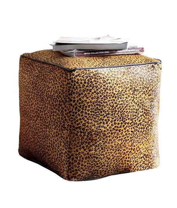 Leopard Hairon Pouf