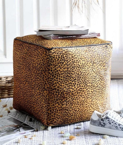 Leopard Hairon Pouf