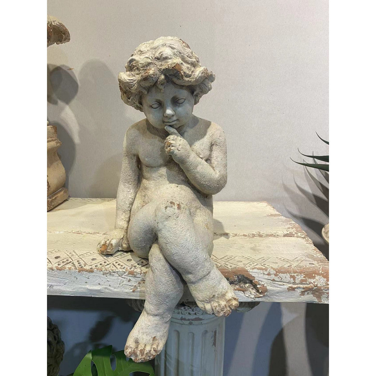 Vintage Sitting Cupid - Antique Marble