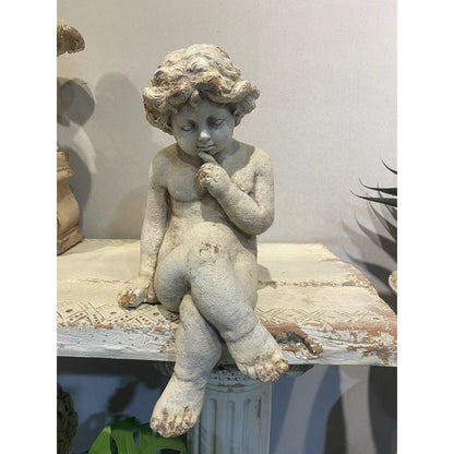 Vintage Sitting Cupid - Antique Marble