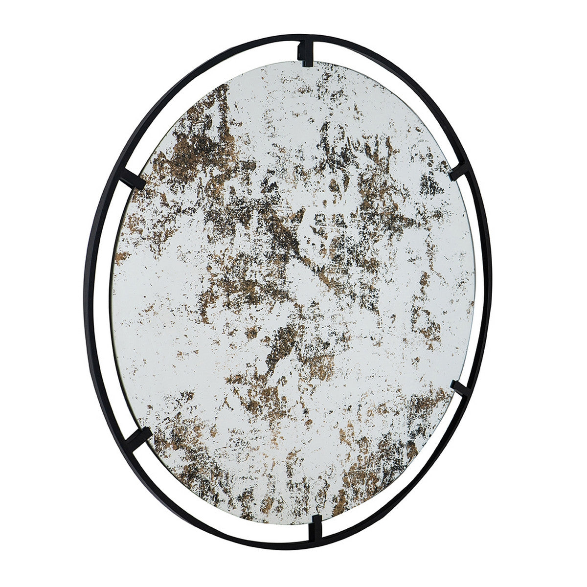 Round Antique Mirror with Metal Frame