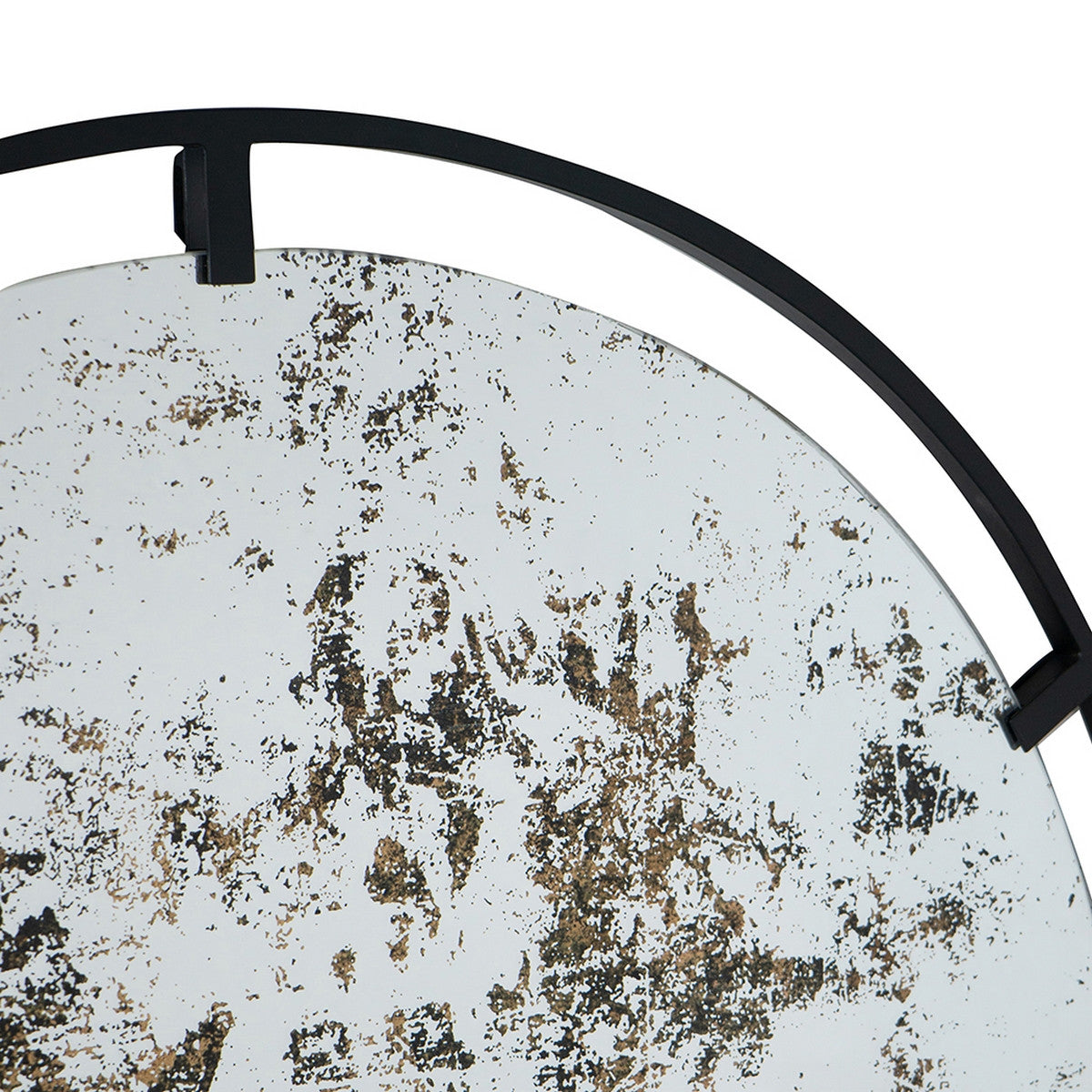 Round Antique Mirror with Metal Frame