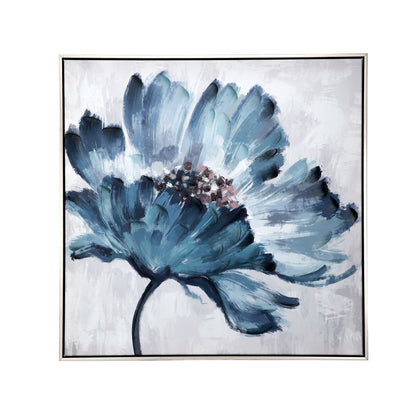 BLUE FLORAL HANDPAINTED WALL ART