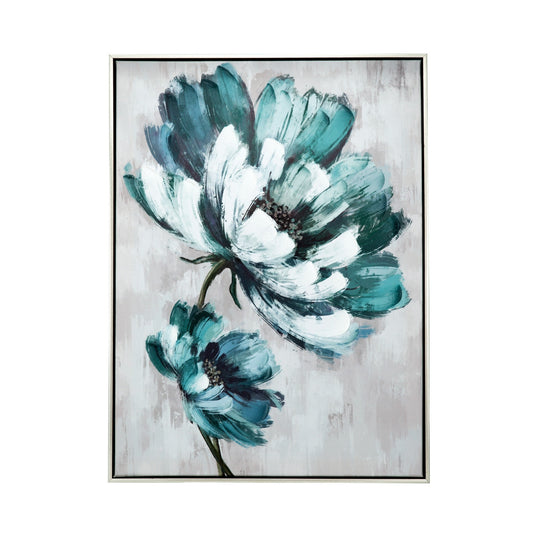 BLUE FLORAL HANDPAINTED WALL ART