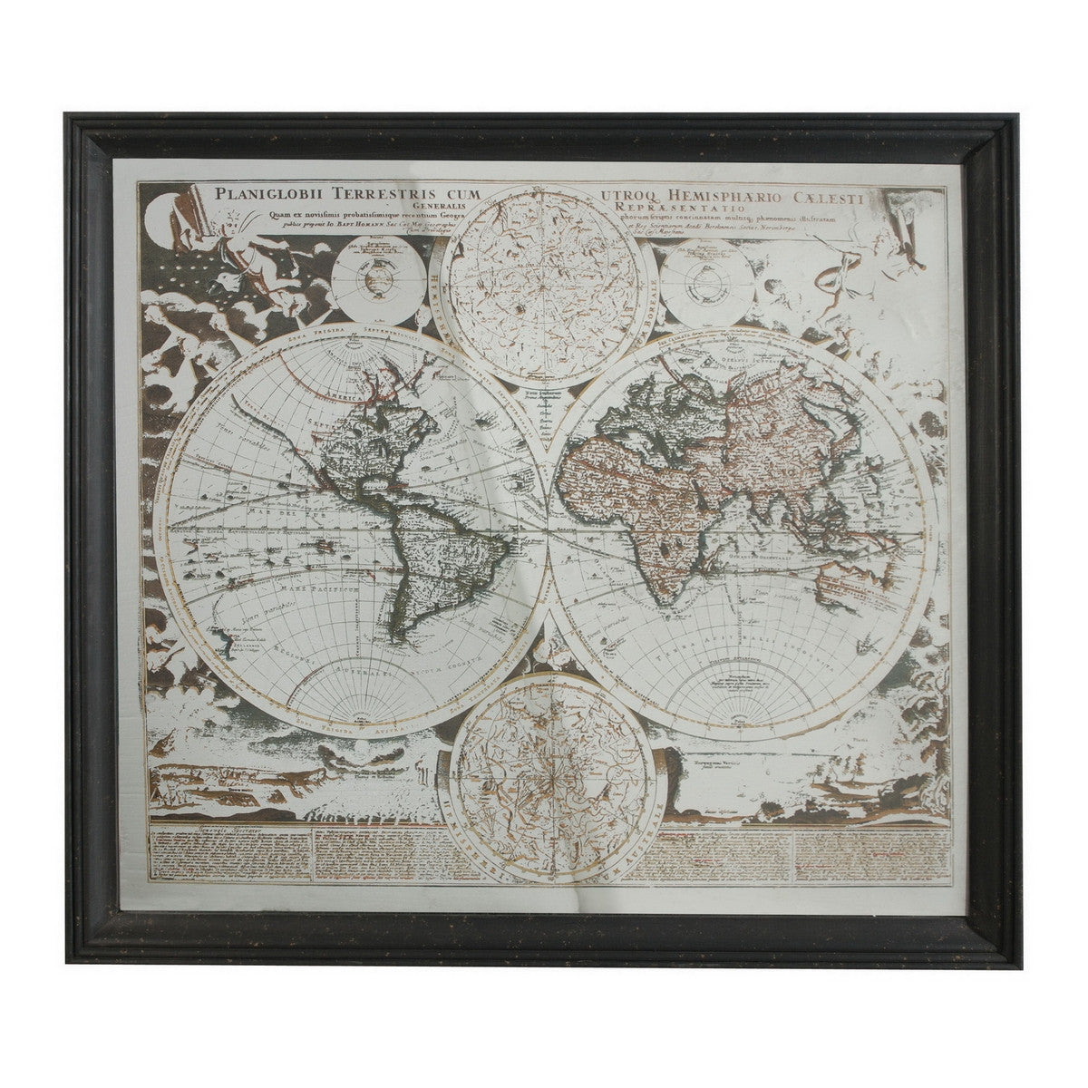 Mirrored Framed World Map Wall Art