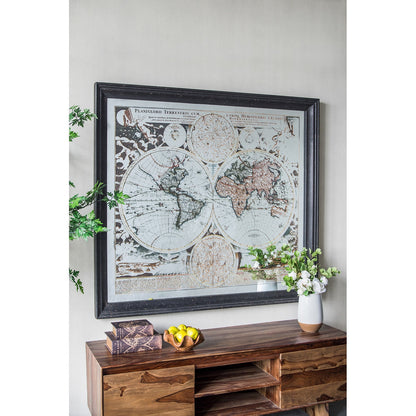 Mirrored Framed World Map Wall Art