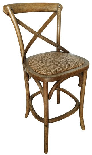 Cross Back Barstool - Antique Oak