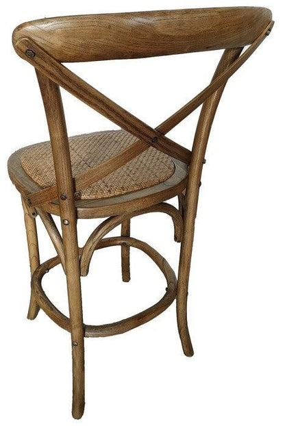 Cross Back Barstool - Antique Oak