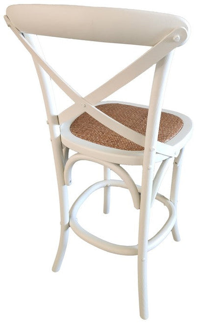 Cross Back Barstool - Antique White