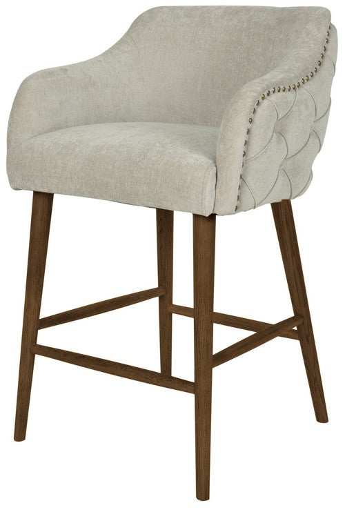 Charleston Buttoned Back Barstool - Oak Legs