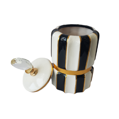 Luxe Bold Striped Vase with Lid