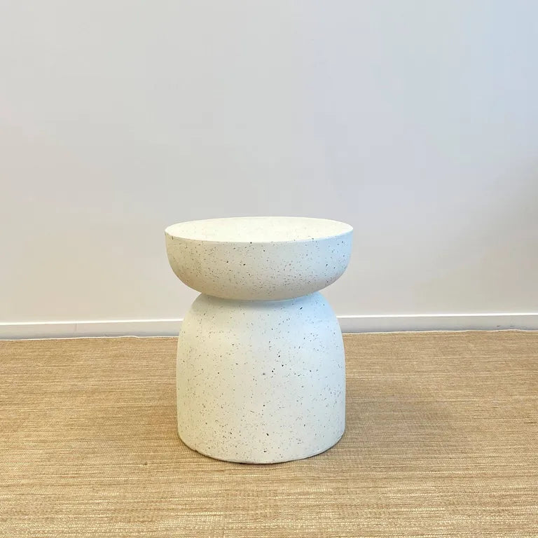 Pedestal Side Table - White Fleck