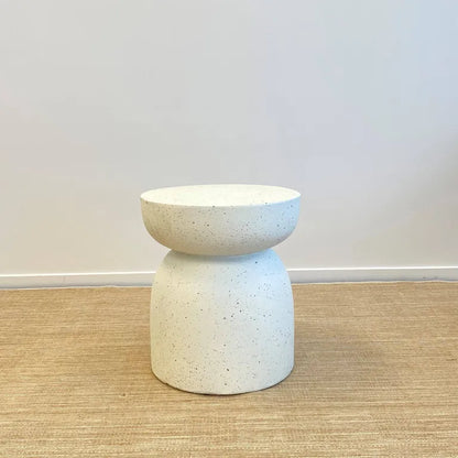 Pedestal Side Table - White Fleck