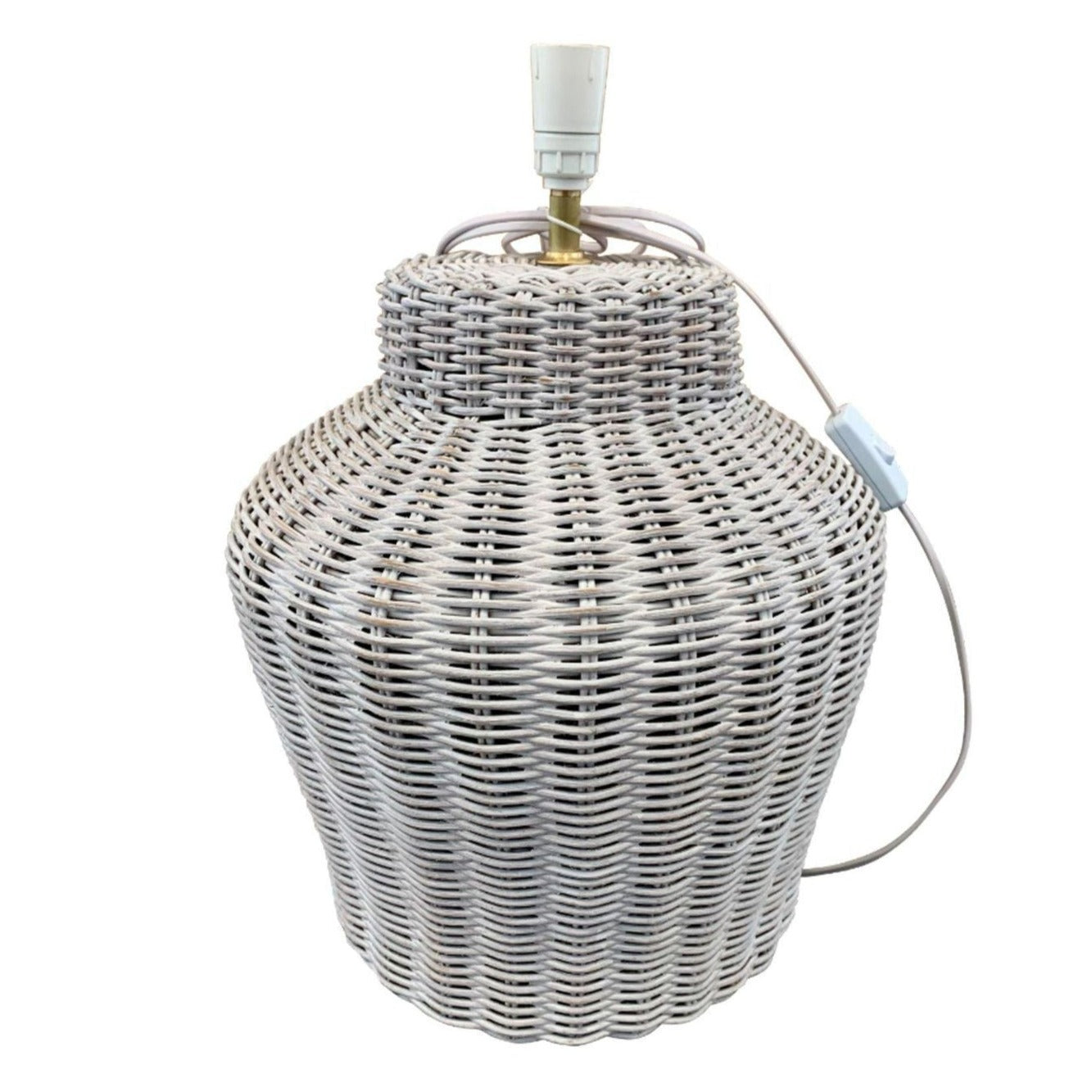 Rattan White Lamp Base Sml