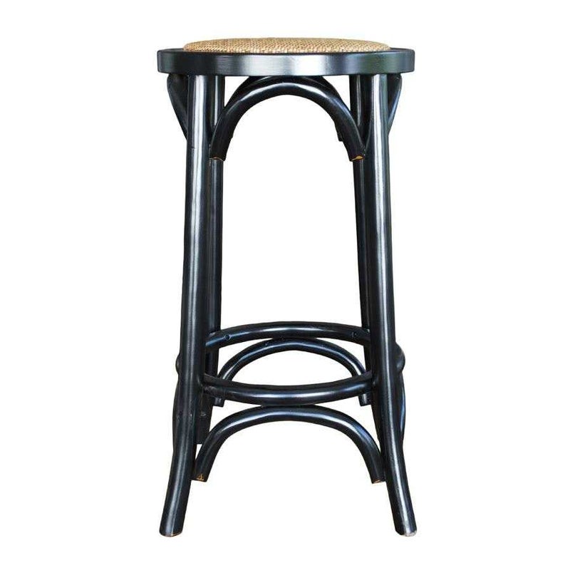 Rattan Seated Barstool - Antique Black