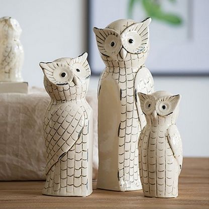 White Owls Trio Ornaments