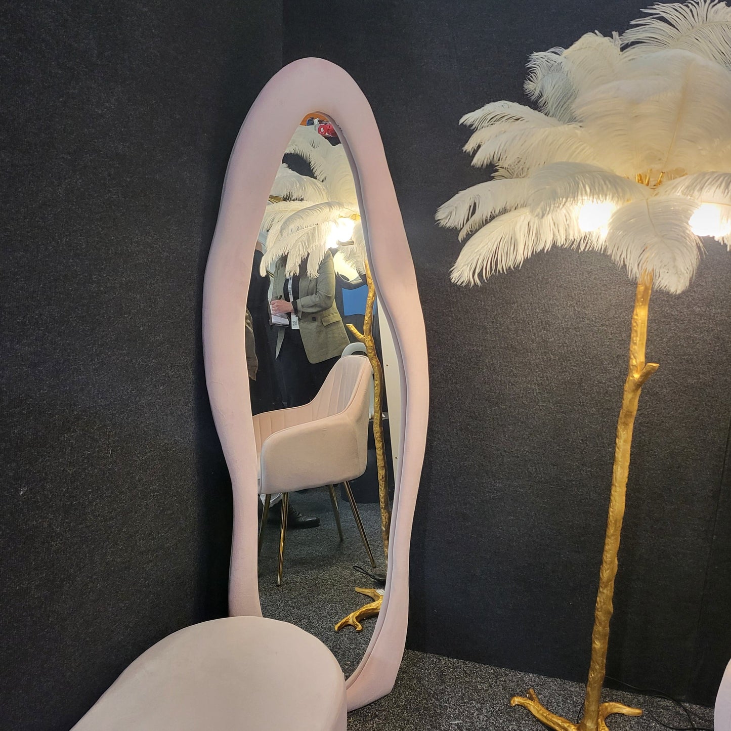 Serenity Pink Velvet Floor Mirror