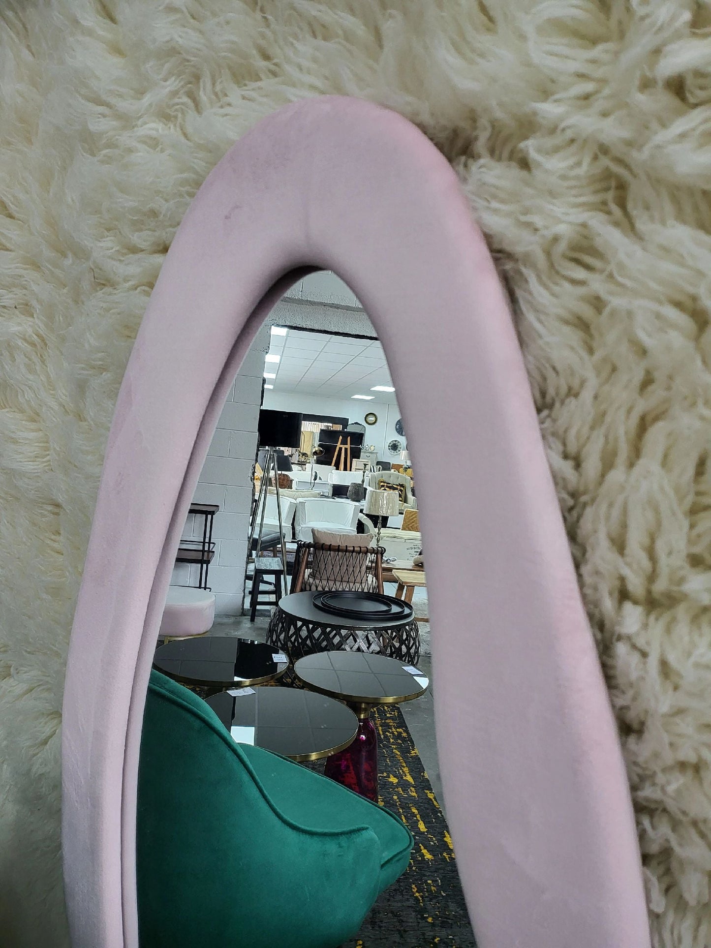 Serenity Pink Velvet Floor Mirror