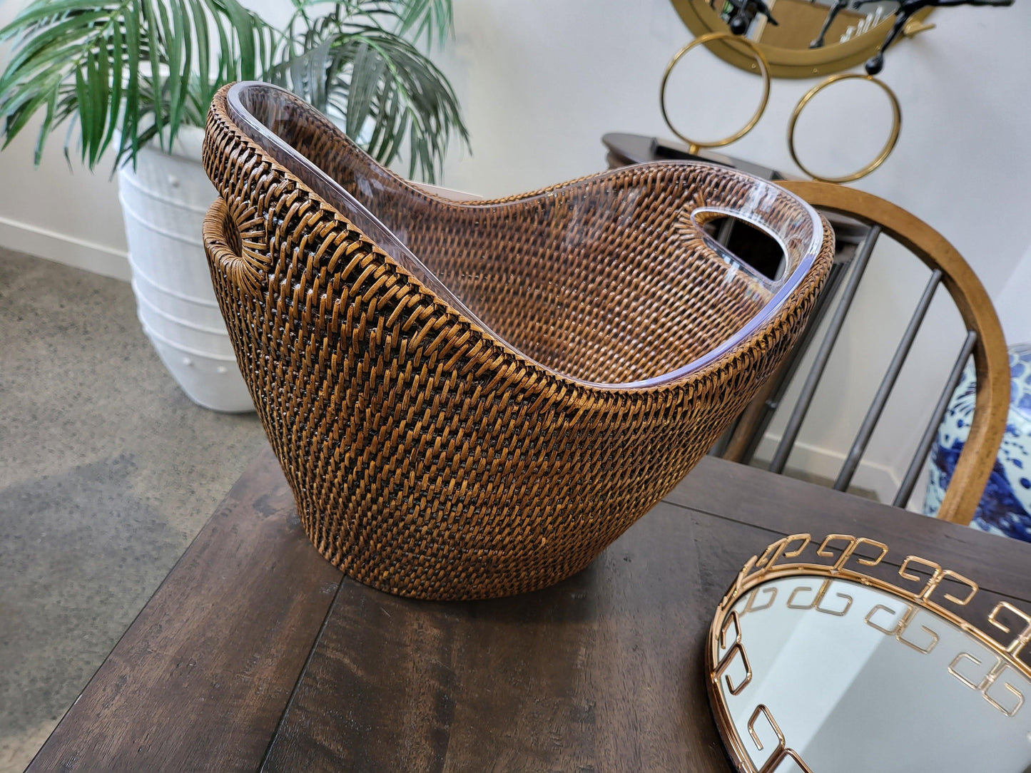 Ice Bucket Rattan With Plastic Insert