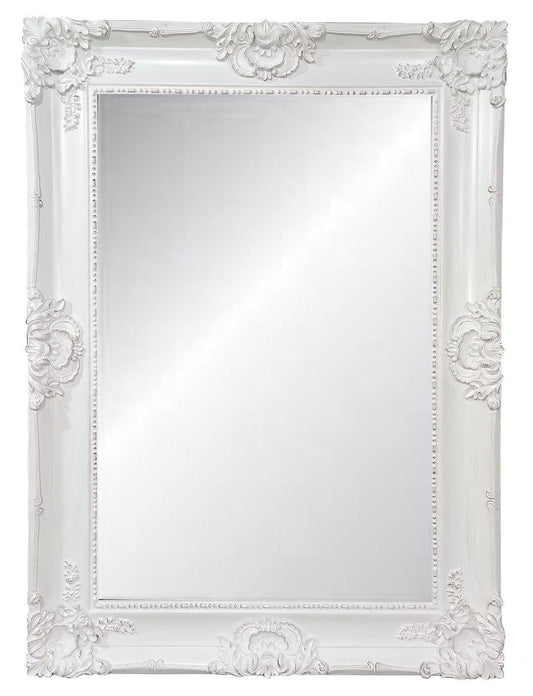 White Ornate Bevelled Mirror Large