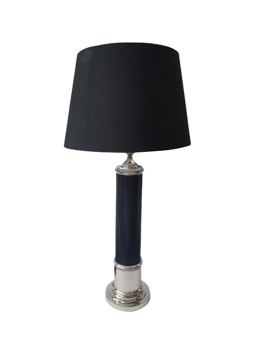 Nickle Plated Black Snake Skin Table Lamp - Large