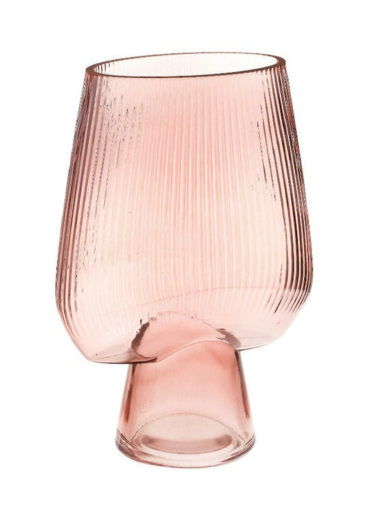 Lianne Ribbed Glass Vase Blush