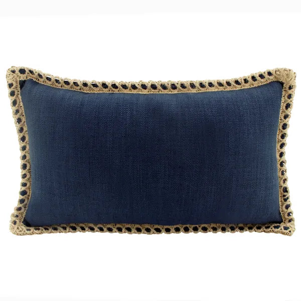 Jute Linen Cushion Navy 30x50cm