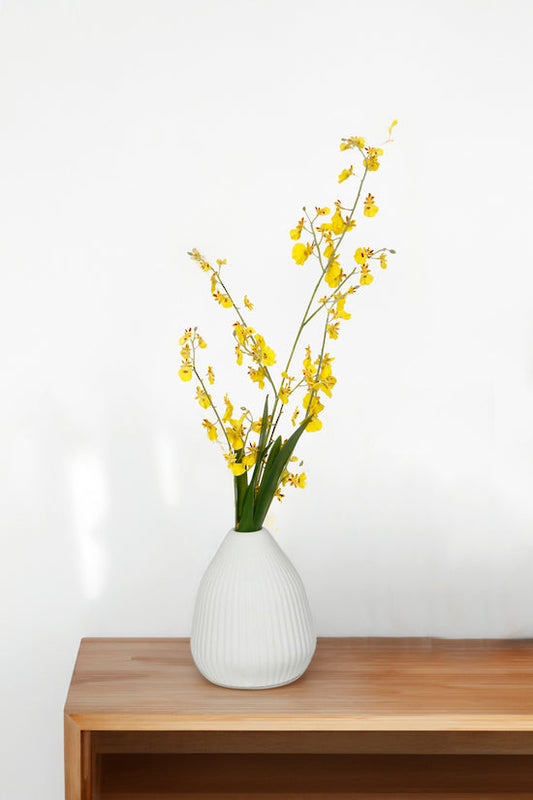 Elena Ribbed Tapered Ceramic Vase