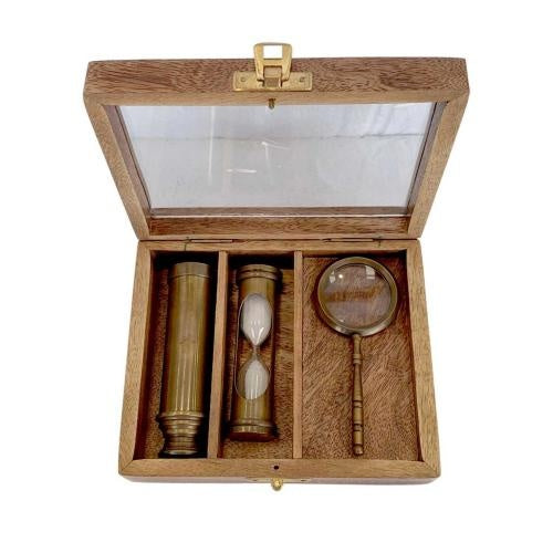 Sand Timer, Telescope & Magnifier Set 3 Gift Set