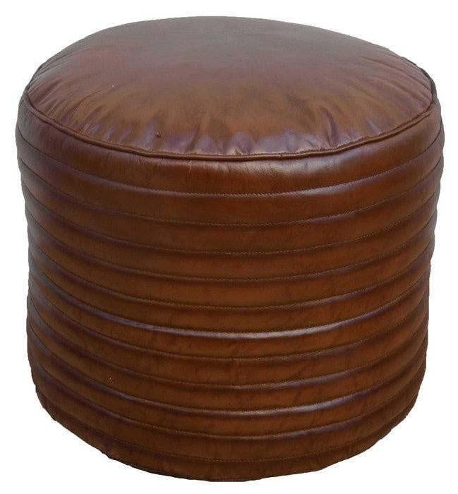 Circle Leather Pouf